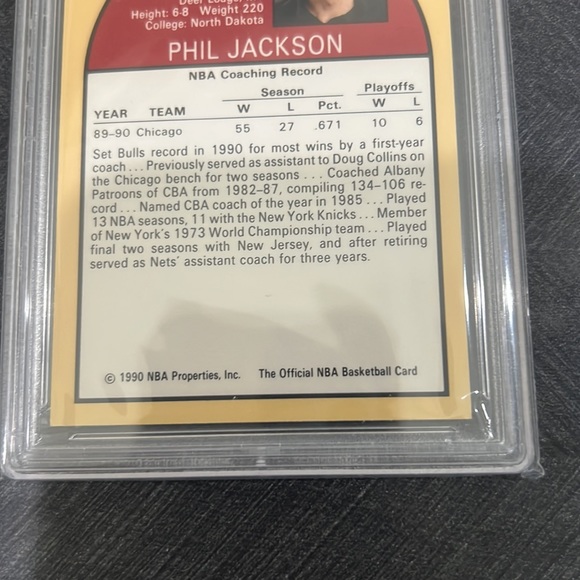 PHIL JACKSON - 1990 HOOPS #308 CHICAGO BULLS HOF PSA 10 GEM MINT - Picture 6 of 7